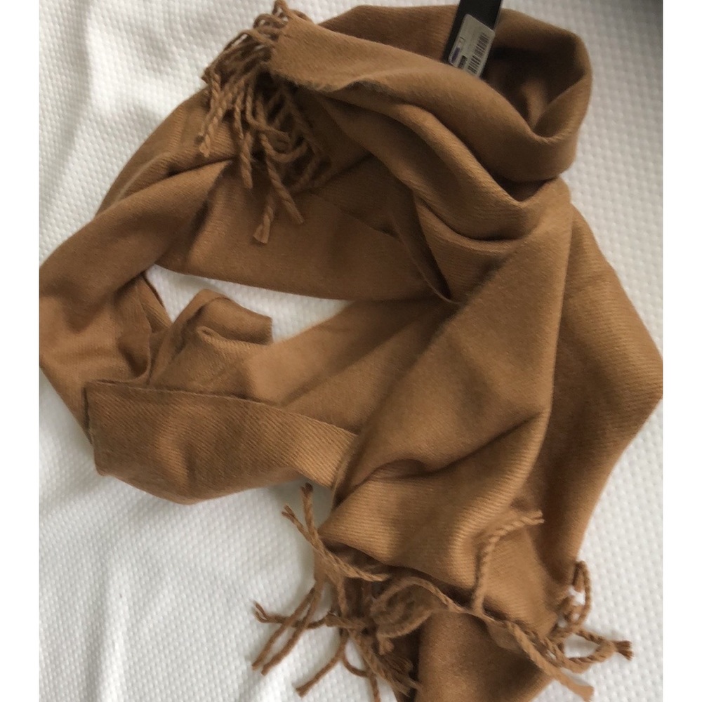 Cashmere scarf soft nutmeg color with tags never used. Dress up or down!